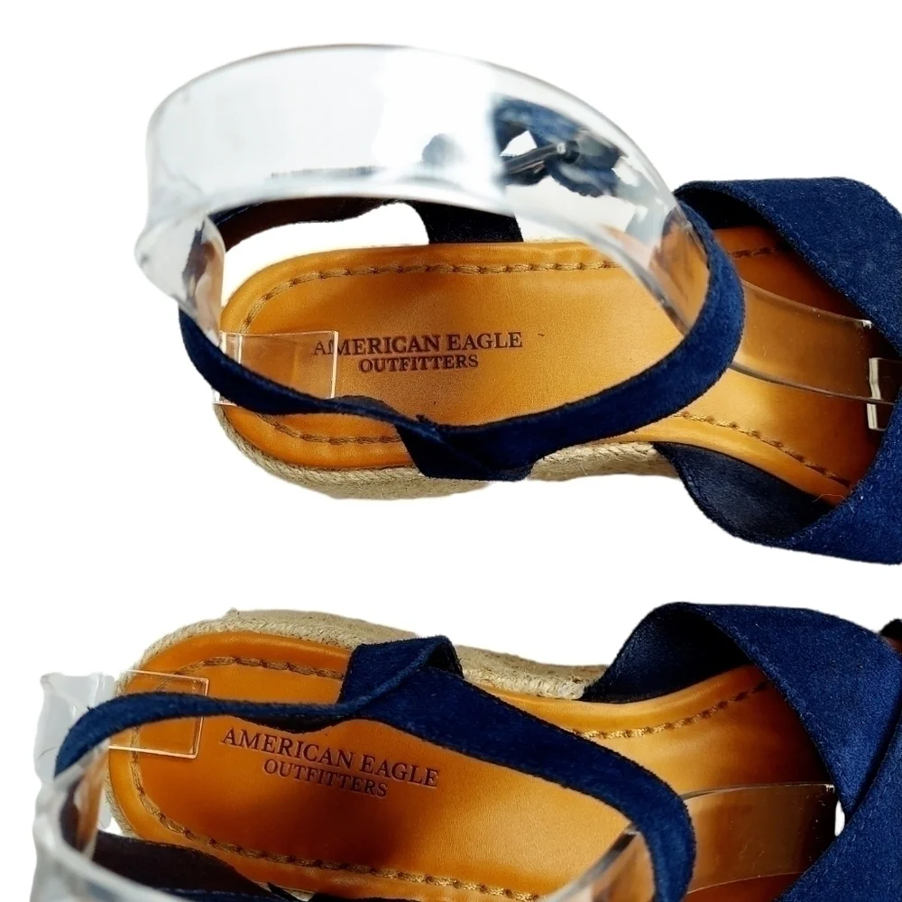 American Eagle Women's Size 9 Espadrille Sandal Platform Strappy Navy Suede EUC - Picture 13 of 13